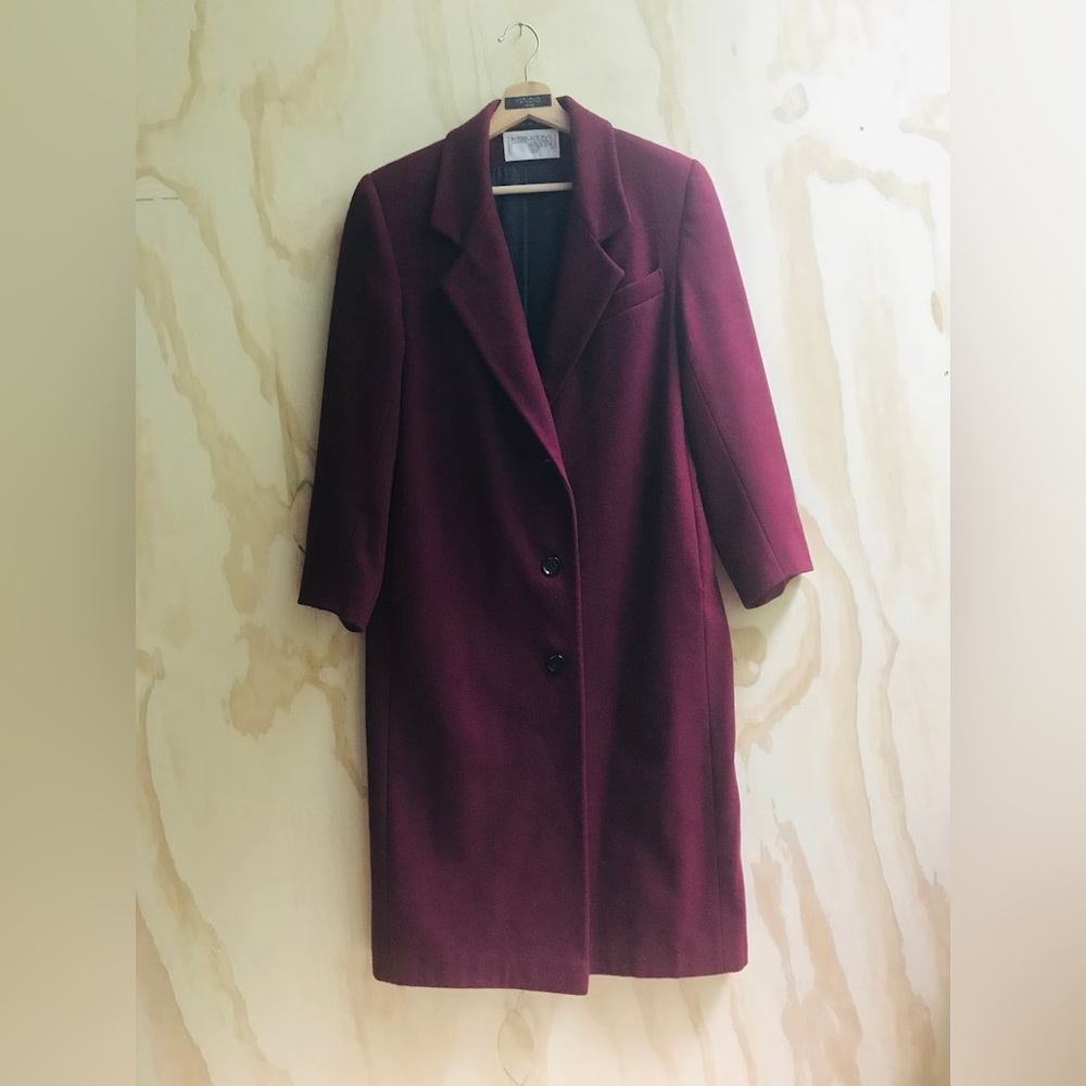 Burgundy/dark red coat